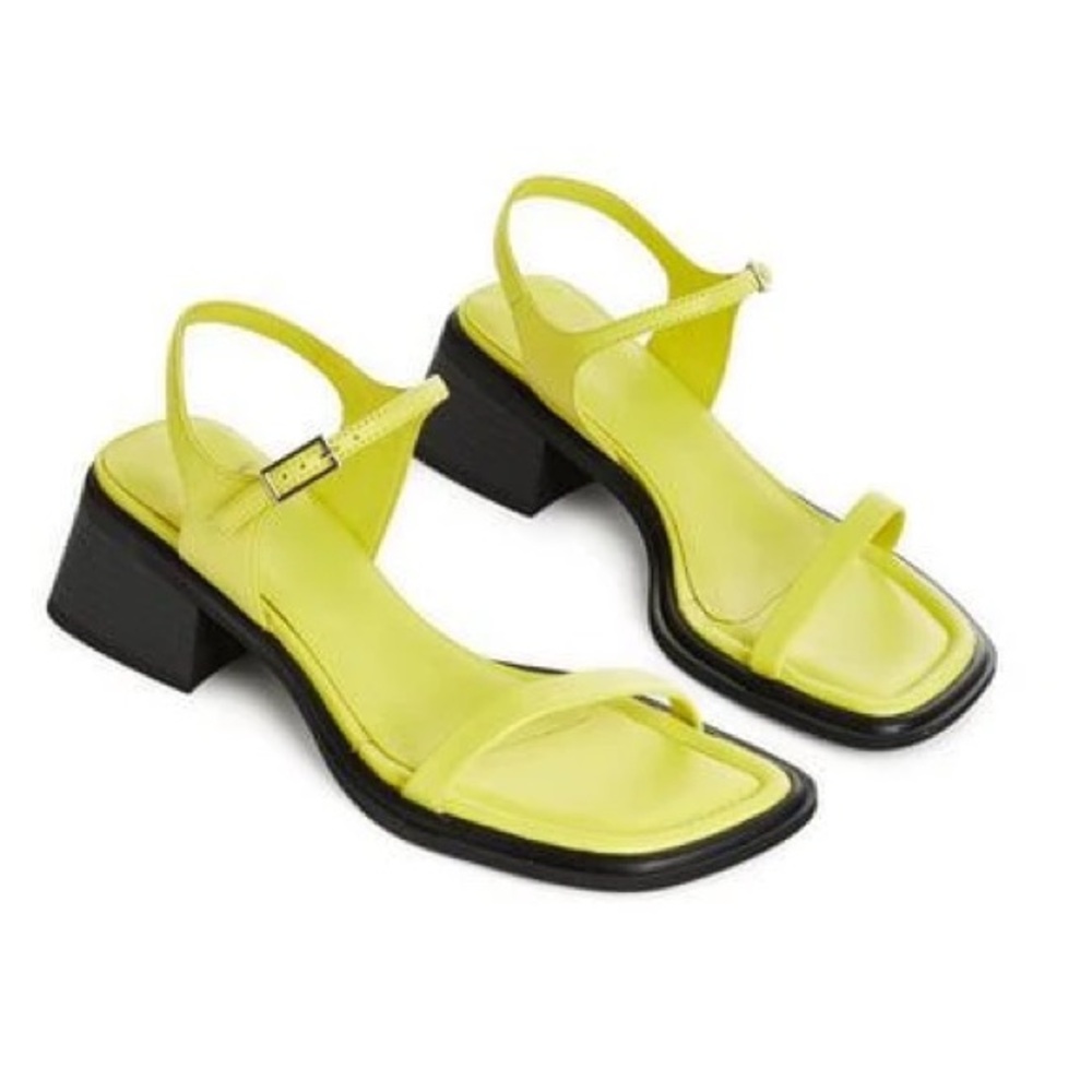 Vagabond Neon Yellow Slingback Block Heel Sandals